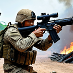 **Prompt:** *Sudden Attack* soldier, intense firefight, popular in Thailand, M4A1 rifle, winning move.